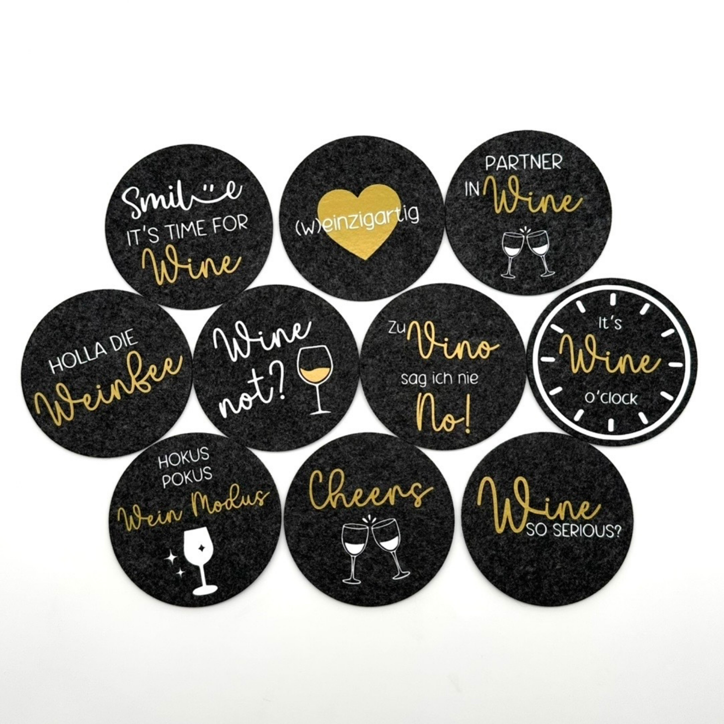 Filz-Untersetzer mit Wein-Sprüchen