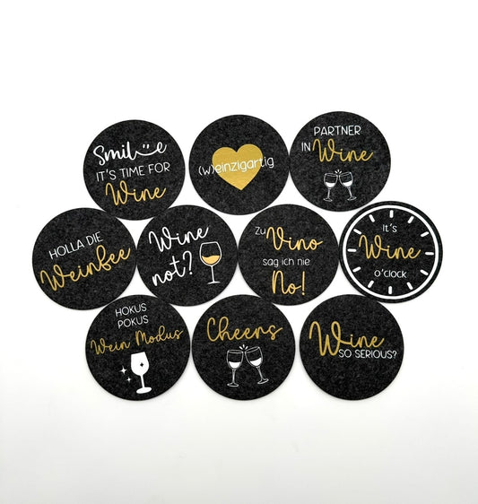 Filz-Untersetzer mit Wein-Sprüchen